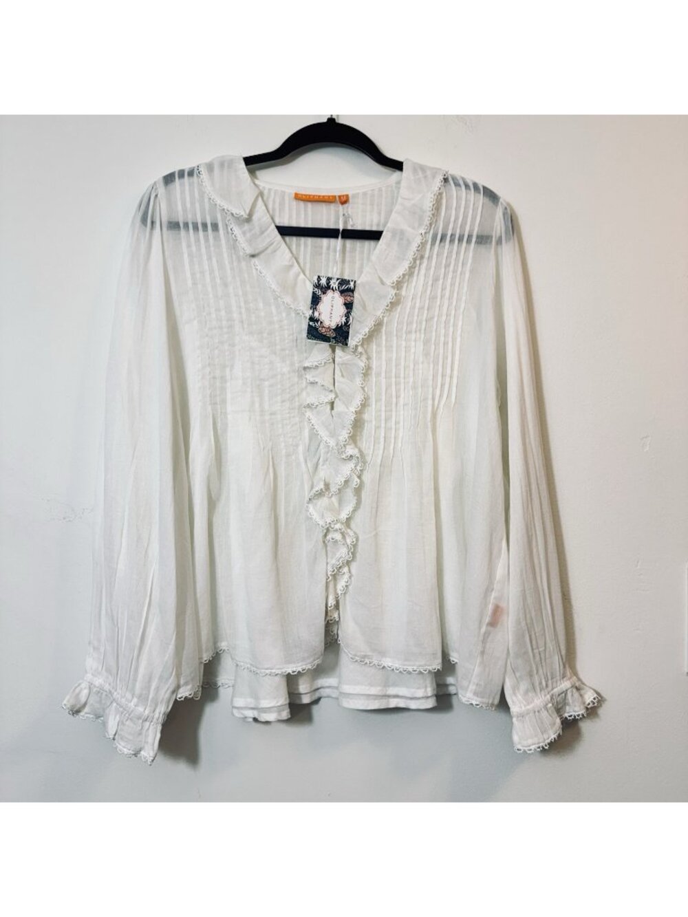 Oliphant Mila Top Women’s Size M Ruffle Pleated Hepburn Cloud Lined New